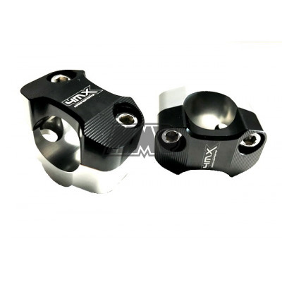 Abraçadeiras alumínio cnc para guiador fatbar 28.6 mm preto / cinzento - 4MX