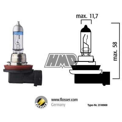 Lâmpada H11 12V 55W ULTRA + 90% - FLÖSSER