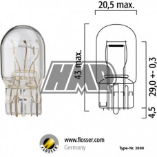 Lâmpada W3 16Q 12V 21/5W - FLÖSSER