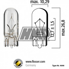 Lâmpada T10 12V 3W  - FLÖSSER