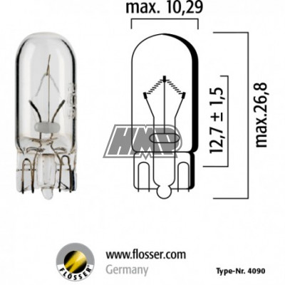 Lâmpada T10 12V 3W  - FLÖSSER