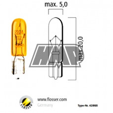 Lâmpada W2.1 X 9.5D 12V 5W laranja - FLÖSSER