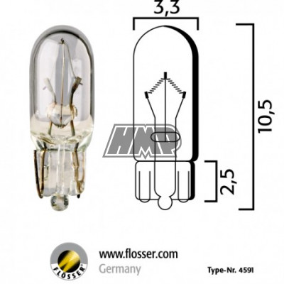 Lâmpada W2X 12V 3W 4.6D T6.5 - FLÖSSER