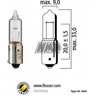Lâmpada BAY9S 12V 21W H21 - FLÖSSER