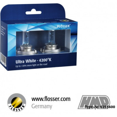 Lâmpada P43T 12V 60/55W H4 ULTRA WHITE 4200K + 30% 2 uni - FLÖSSER