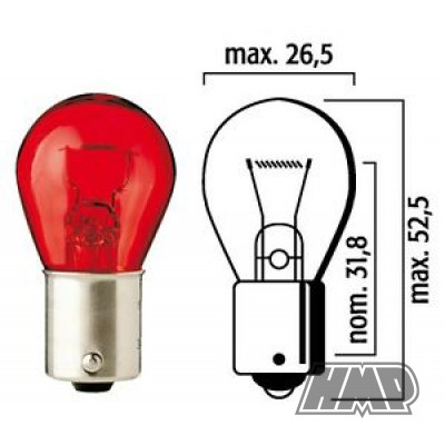 Lâmpada BAW15S 12V 21W vermelho - FLÖSSER