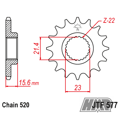 Pinhão YAMAHA 600 TT / XT / 660 SZR / XTZ TENERE / 400 SRX / MUZ 600 SPORT / BAGHIRA / MASTIFF / SCORPION / TOUR / TROUPER / 520 / z16 - JT