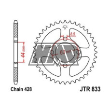 Cremalheira YAMAHA DT 50 LCDE / DT 80 / TTR 125 - 428 - z41 - JT