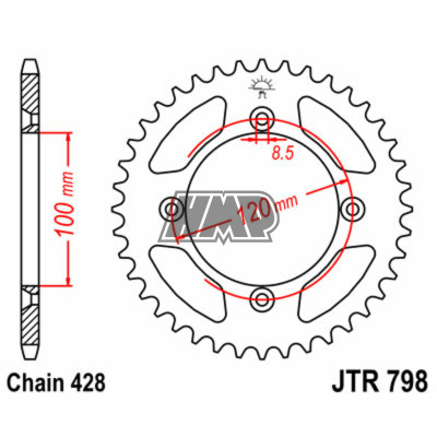 Cremalheira SUZUKI RM 80/85 / YAMAHA YZ 80/85 - 428 / z52 - JT